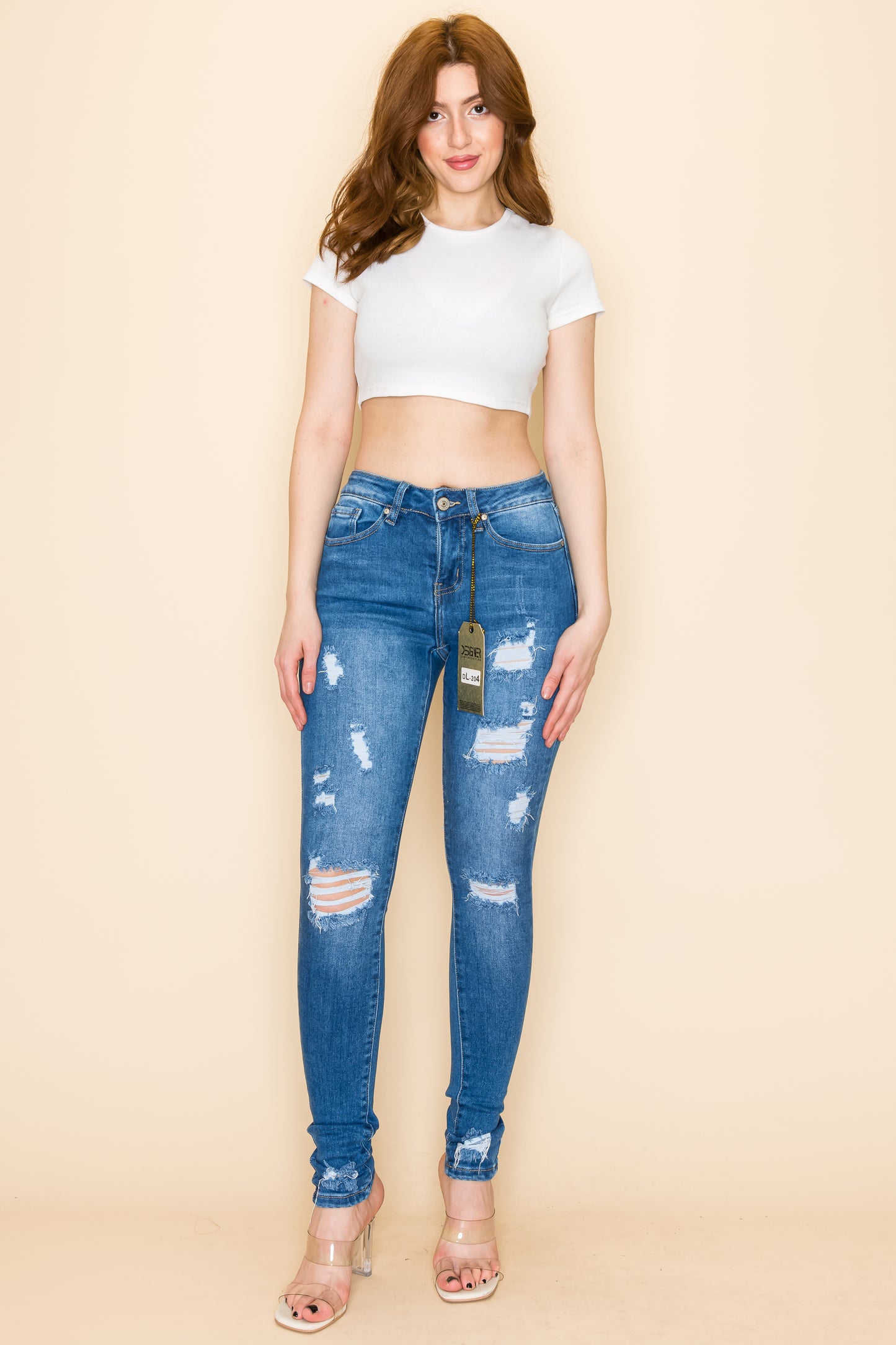 PRIVATE ORDER MEDIUM BLUE DISTRESSED SKINNY